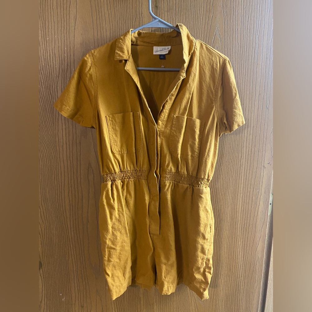 Orangish brown button up romper